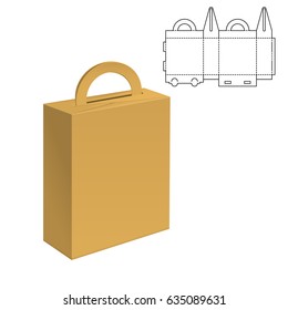 Vector Illustration of Die cut Craft Box for Design, Website, Background, Banner. Retail Folding package Template. 