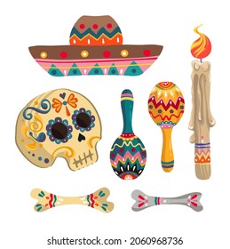 Vector illustration. Die de los muertos. Mexican holiday. The day of the Dead,  festival, handmade