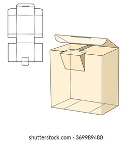 Ilustración vectorial de Craft Box para diseño, sitio web, fondo, banner. Plantilla de paquete plegable comercial. Envase friado con línea recta para su marca