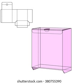 Vector Illustration of Diecut Craft Box for Design, Website, Background, Banner. Retail Folding package Template. Fold pack with dieline for your brand on it