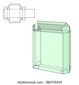 Vector Illustration of Diecut Craft Box for Design, Website, Background, Banner. Retail Folding package Template. Fold pack with dieline for your brand on it