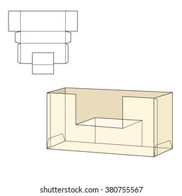 Vector Illustration of Diecut Craft Box for Design, Website, Background, Banner. Retail Folding package Template. Fold pack with dieline for your brand on it