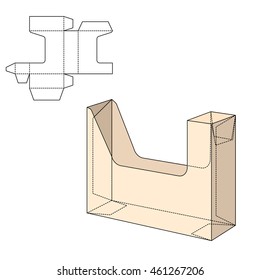 Vector Illustration of Diecut Craft Box for Design, Website, Background, Banner. Retail Folding package Template. Fold pack with dieline for your brand on it