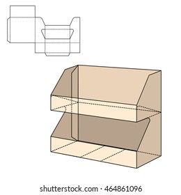 Vector Illustration of Diecut Craft Box for Design, Website, Background, Banner. Retail Folding package Template. Fold pack with dieline for your brand on it