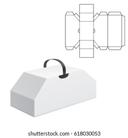 Vector Illustration of Diecut Craft Box for Design, Website, Background, Banner. Retail Folding package Template. Fold pack with dieline for your brand on it