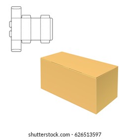 Vector Illustration of Diecut Craft Box for Design, Website, Background, Banner. Retail Folding package Template. Fold pack with dieline for your brand on it