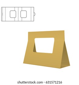 Vector Illustration of Diecut Craft Box for Design, Website, Background, Banner. Retail Folding package Template. Fold pack with dieline for your brand on it