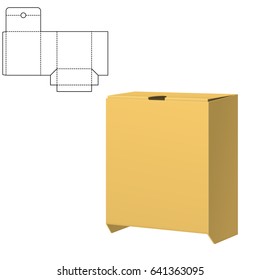 Vector Illustration of Diecut Craft Box for Design, Website, Background, Banner. Retail Folding package Template. Fold pack with dieline for your brand on it