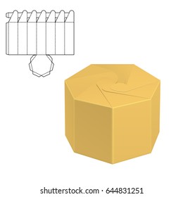 Vector Illustration of Diecut Craft Box for Design, Website, Background, Banner. Retail Folding package Template. Fold pack with dieline for your brand on it