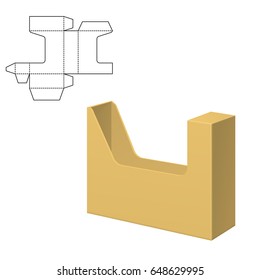 Vector Illustration of Diecut Craft Box for Design, Website, Background, Banner. Retail Folding package Template. Fold pack with dieline for your brand on it.