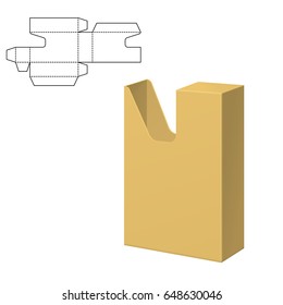 Vector Illustration of Diecut Craft Box for Design, Website, Background, Banner. Retail Folding package Template. Fold pack with dieline for your brand on it.