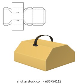 Vector Illustration of Diecut Craft Box for Design, Website, Background, Banner. Retail Folding package Template. Fold pack with dieline for your brand on it