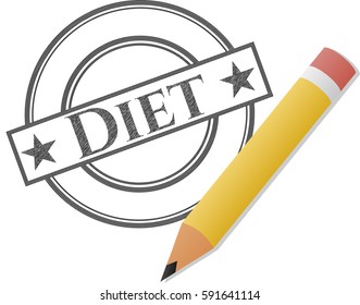Ilustración vectorial del dibujo de la dieta (trazos de lápiz) en color negro
