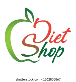 Ilustración vectorial del logotipo de tienda de alimentación con manzana verde