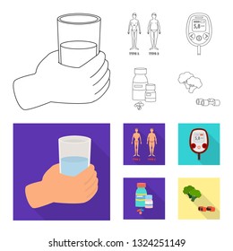 Vector illustration of diet and treatment  icon. Collection of diet and medicine vector icon for stock.