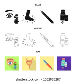 Vector illustration of diet and treatment  icon. Collection of diet and medicine vector icon for stock.