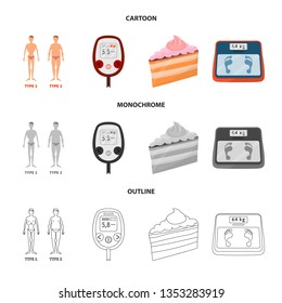 Vector illustration of diet and treatment  icon. Collection of diet and medicine stock symbol for web.