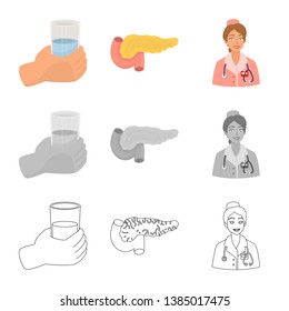 Vector illustration of diet and treatment  logo. Collection of diet and medicine stock symbol for web.