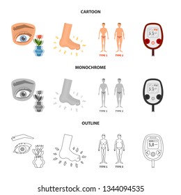 Vector illustration of diet and treatment  sign. Set of diet and medicine stock symbol for web.