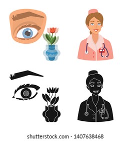 Vector illustration of diet and treatment  sign. Collection of diet and medicine stock vector illustration.