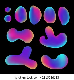 Vector illustration with different abstract gradient drops