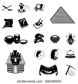 Vector illustration of different archeology black icons