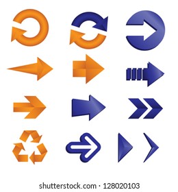 A vector illustration of different arrow icons