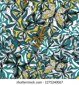 Vector illustration. Different beautiful butterflies flying for coloring book. Seamless pattern background with insect. Abstract seamless pattern for clothes, boys, girls, wallpaper.