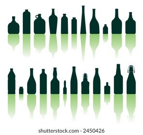 vector illustration of different bottles silhouettes on white background