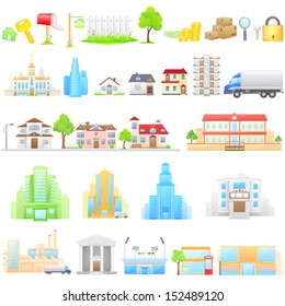vector illustration of different building