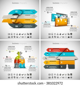 Vector illustration of different business infographics. Vol.43.
