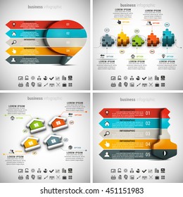 Vector illustration of different business infographics. Vol.64.