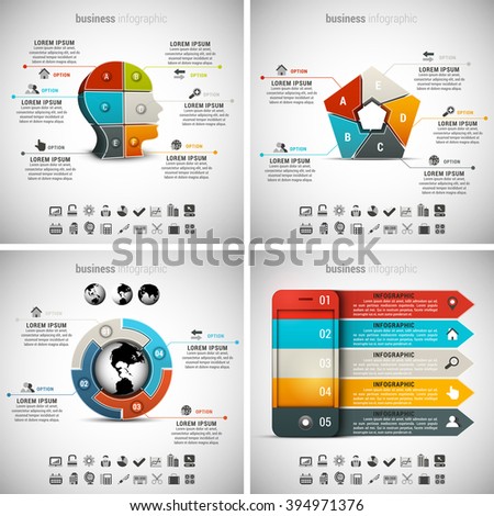 Vector illustration of different business infographics. Vol.56.