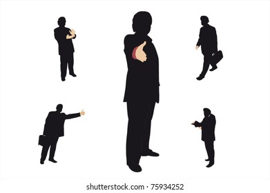 Vector illustration of different businessmen silhouettes