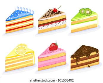 Vector illustration of different cakes