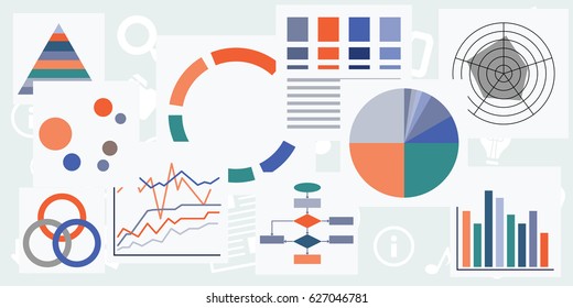 vector illustration of different charts graphs and tables for analytical monitoring designs and banners