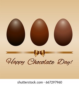 Vector illustration  of different chocolate eggs.  Design for World Chocolate Day.