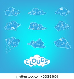 Vector illustration of different clouds design collection