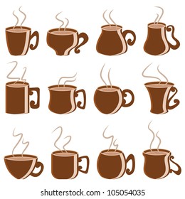 vector illustration of different coffee mug isolated on white background