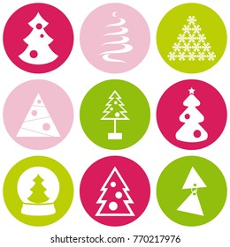 Vector illustration of different color Christmas tree