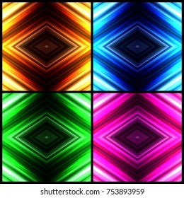 Vector illustration different color glowing seamless background set for greeting card, postcard, business card or poster