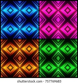 Vector illustration different color glowing seamless background set for greeting card, postcard, business card or poster