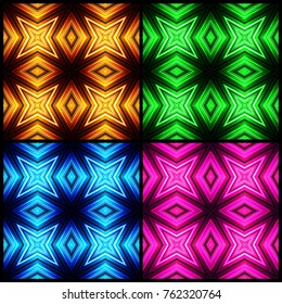 Vector illustration different color glowing seamless background set for greeting card, postcard, business card or poster