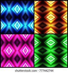 Vector illustration different color glowing seamless background set for greeting card, postcard, business card or poster