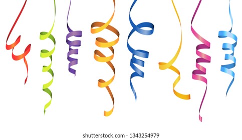 vector illustration of different colored streamers isolated on white background for party or carnival usage