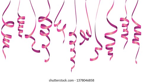 vector illustration of different colored streamers isolated on white background for party or carnival usage