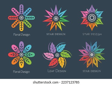Vektorgrafik verschiedener bunter Blumensymbol-Set.