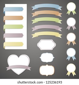 Vector Illustration of Different Colorful Ribbons and Labels
