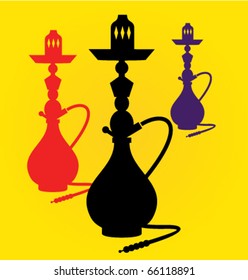 Vector illustration of different colors hookahs. Chose one and use it!