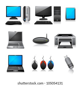 vector illustration of different computer icon against white background